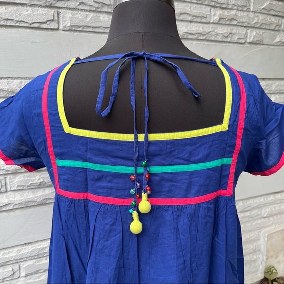 Biba Royal Blue Kurta with embroidered neck - Picture 7 of 11